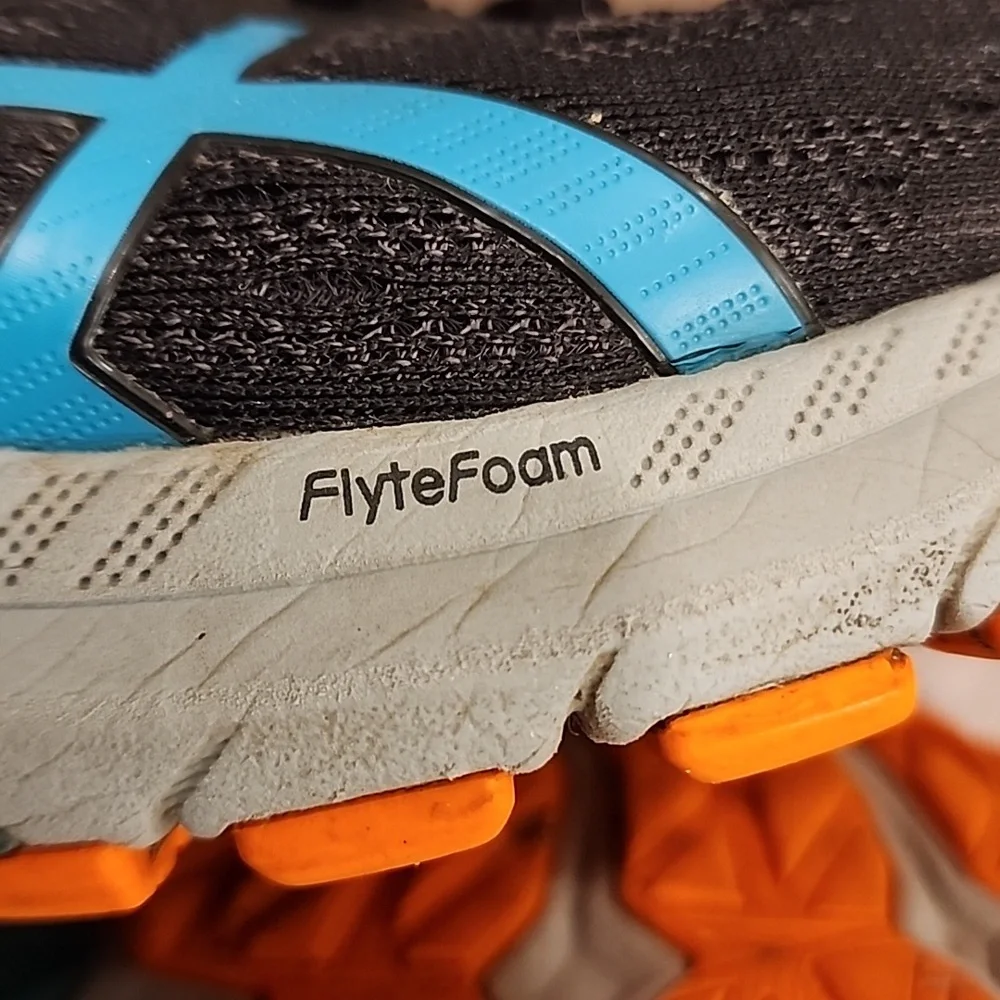 Asics Flytefoam Running Shoe Womens 7.5 Black Teal Training Trail Sneaker Hiking